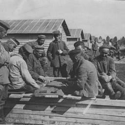 German POWs in camp