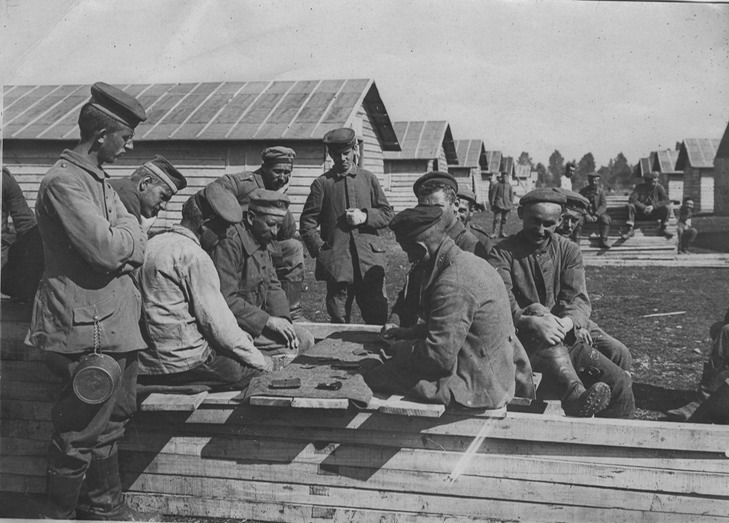 German POWs in camp
