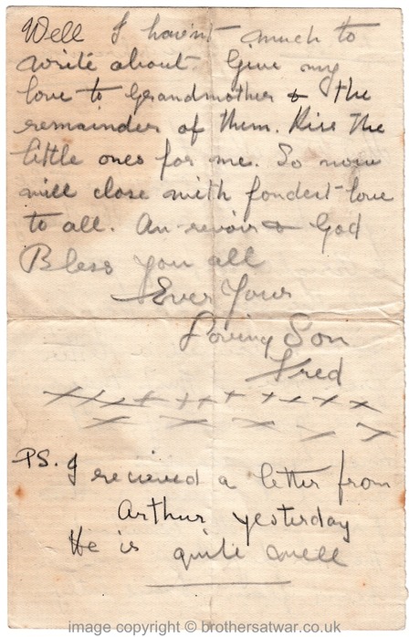 Fred Horsnell letters August 1916